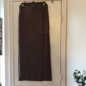 Faux suede flyaway maxi skirt